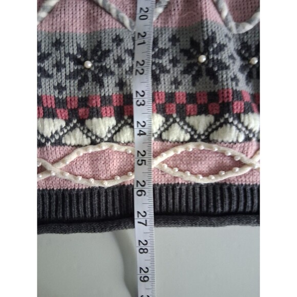 Vintage Maggie Lawrence Roll Neck Sweater Womens Large Snowflake Embroidery Pink - Picture 8 of 8